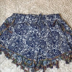 Fun Pattern Colored Tassel Shorts